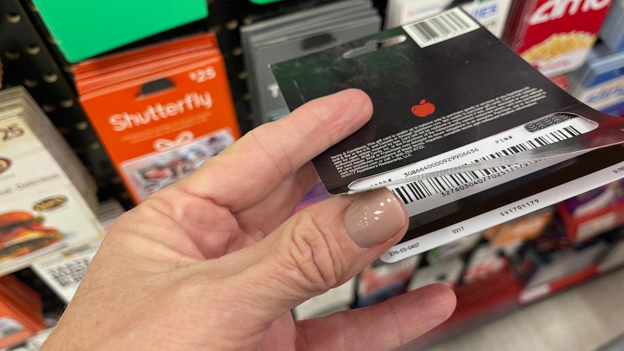 applebees gift card at target with numbers exposed