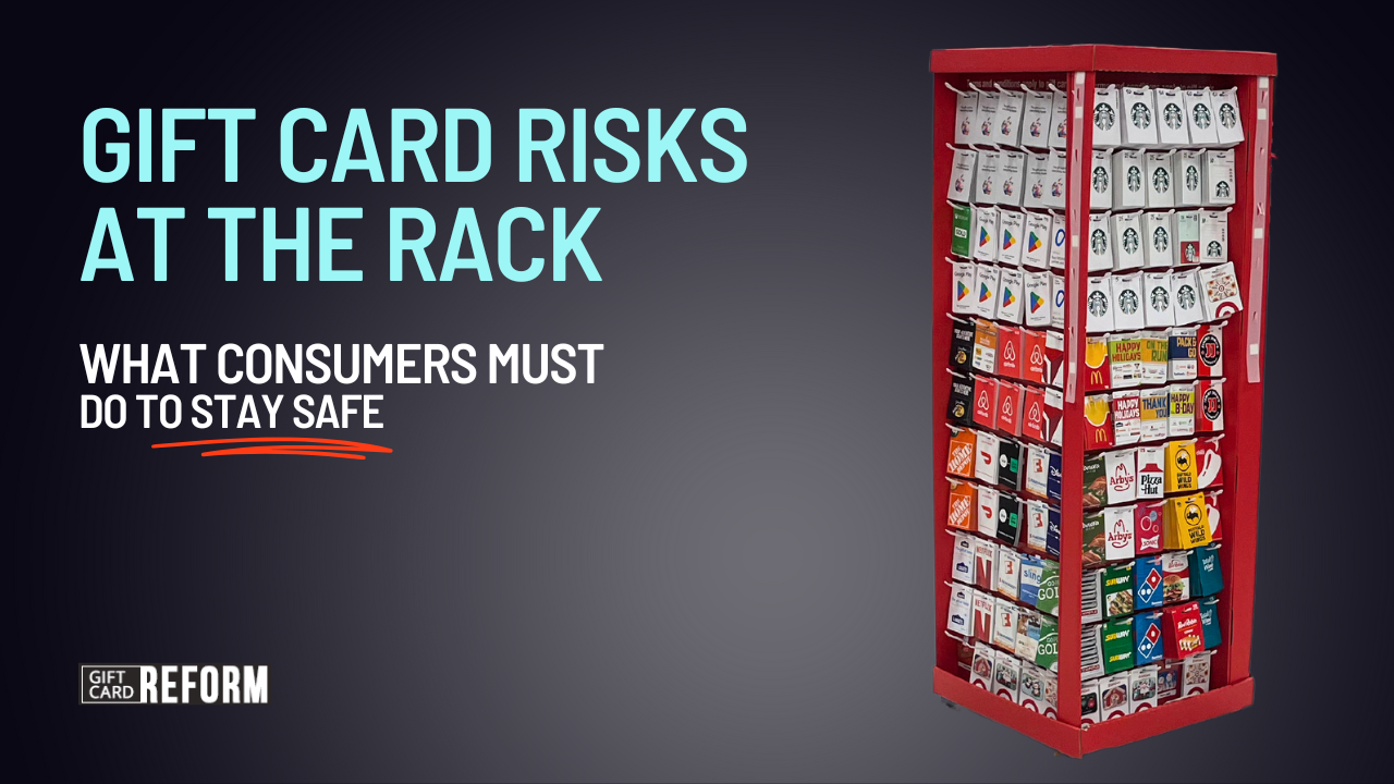 gift card rack showing gift ards
